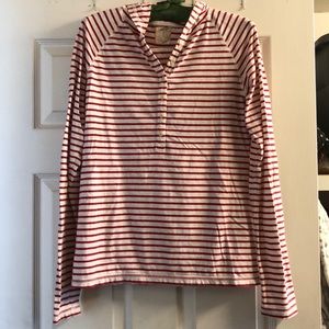 J.Crew striped hooded top. Size medium